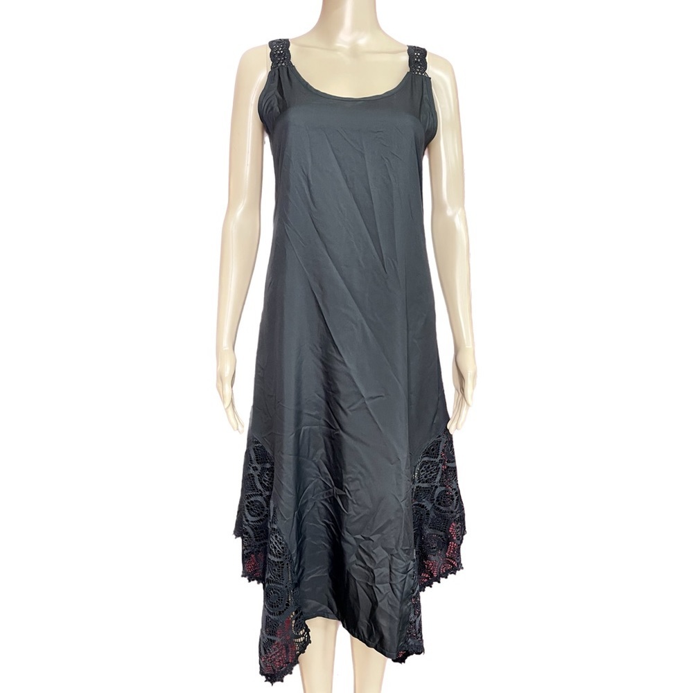 Gorgeous Embroidered Lace Halter Tie Back Slip Dress Nightie Size Large
